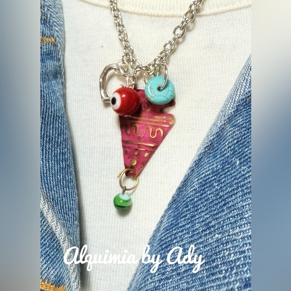 Alquimia Pink and Red Whimsical Necklace - Picture 2 of 2